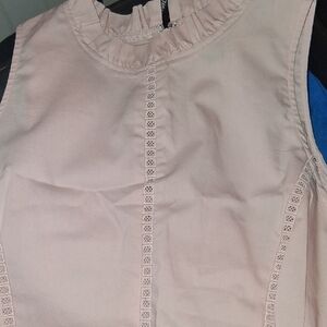 Sleeveless Blush Top with Lace Trim